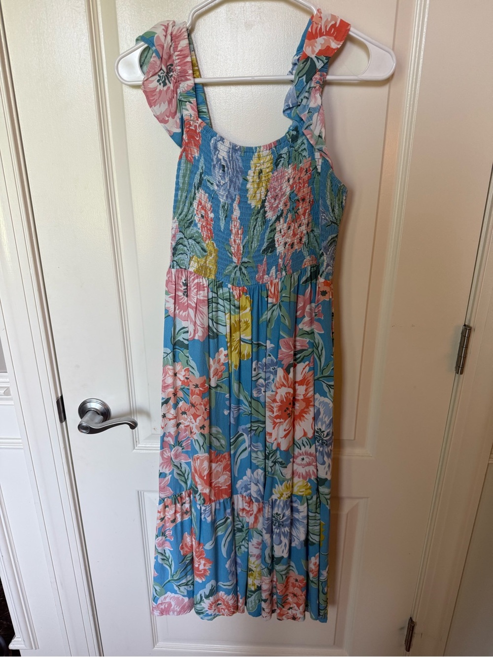 LOFT Multicolor Pastel Striped Smocked dress